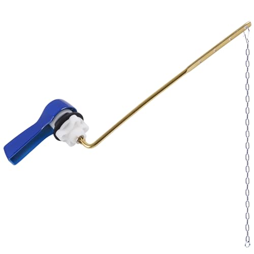 Hibbent Universal Metal Front Mount Toilet Handle Replacement Kit, Blue | Toilet Bowl Flush Handle with Solid Brass Toilet Flush Tank Lever, Stainless Steel Flapper Chains for Most Toilet Tanks - color: Blue, style: Upgraded Front Mount