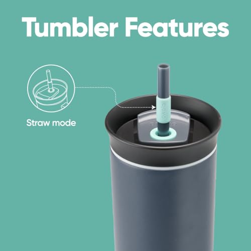 Owala Tumbler Stainless Steel Water Bottle 24 oz Foggy Tide | 2-in-1 Sip-or-Swig Lid | Splash-Resistant Lid | Reusable Straw | Cup Holder Friendly | Right & Left Hand Friendly - color: Foggy Tide, size: 24 Ounces (Pack of 1)