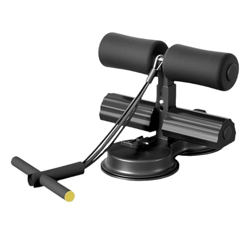Sit-up Assistant Bar with Resistance Band, Adjustable Abdominal Core Training Sit Up Foot Holder with 2 Strong Suction Cups, Sit-Ups & Core Exercises, Sit Up Bar for Ab Workouts Home Gym - color: Black
