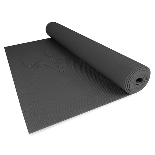 ProsourceFit Classic Yoga Mat 1/8” (3mm) Thick, Extra Long 72-Inch Lightweight Fitness Mat with Non-Slip Grip for Yoga, Pilates, Exercise - color: Black