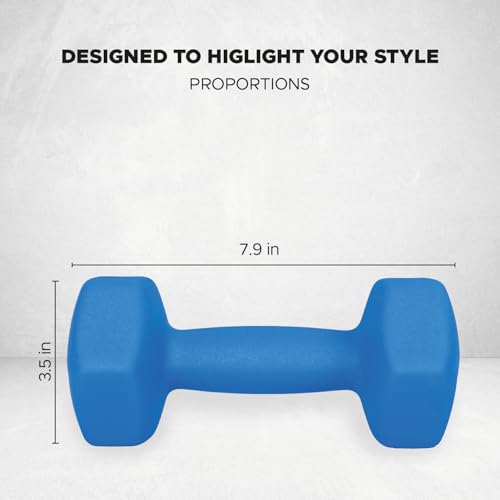 FUXION Neoprene Dumbbell Hand Weights, Sets of 2 with Multiple Weight Options, Hexagon Non-Slip Weights for Home Gym Yoga Pilates Workout