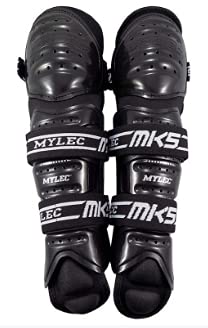 MyLec MK5 Street/DEK Shin Pad, Lightweight & Durable Hockey Accessories, 360° Straps, Hard Front Shells, Breathable Material, Metatarsal Padding Ice Hockey Shin Guards, Foam Rubber - color: Black, size: 15"
