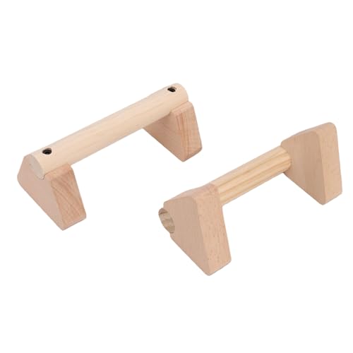 2Pcs Parallettes Push Up Bar, Wooden Parallettes Handle Stands Grip Body Strength Training, Push Up Stand with Anti Slip Pad, Balance Beam Exercise for Men Strength Training (20cm)