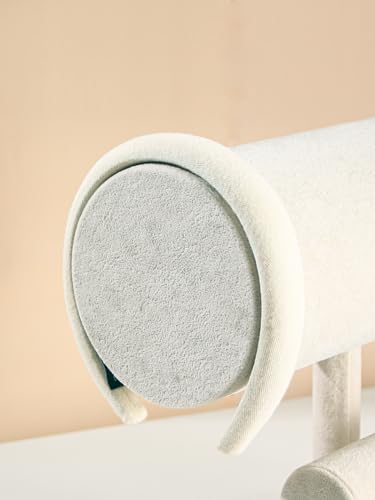 Headband Holder Organizer, Scrunchie Hairband Stand Display, Multi-use Hair Hoop Accessories Bracelet Jewelry Storage for Women Girls (Grey Beige Velvet) - color: Two Layer Ice Beige Velvet