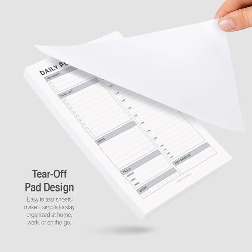 Daily Planner Notepad, 5.5 x 8.5" Tear-Off Pad – 70 Undated Sheets Focus-Enhancing Desktop Organizer with Hourly Schedule, To-Do List for Work, School (White, Checkbox, 2 Pack) - size: Checkbox, 2 Pack