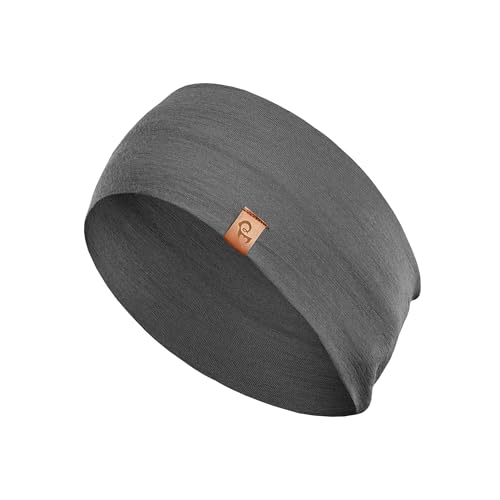 menique 100% Merino Wool Headband for Women Non Slip Stretchy Workout Sweatband Moisture Wicking Breathable Wide Hairband for Running Hiking Sport Gym Yoga Nurse Fashion (Black, One Size) - color: Gray