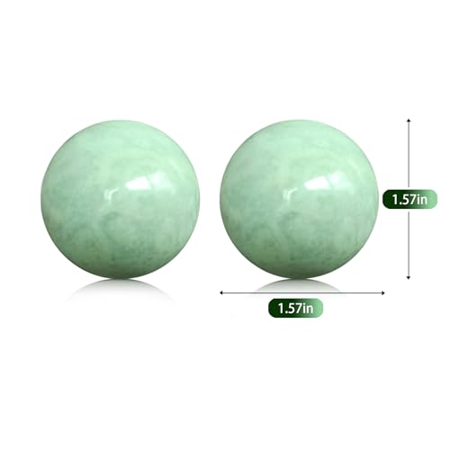 Traditional Chinese Baoding Balls, Marble Health Exercise Stress Relief Balls with an Upgraded Shockproof Imitation Wood Box, Green, 2-Piece Set, Medium-1.57" - color: Green, size: Medium-1.57"