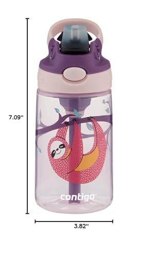 Contigo Kids Straw Water Bottle with AUTOSPOUT Lid 14oz Sloths - color: Sloth, size: 14 oz (Pack of 1)