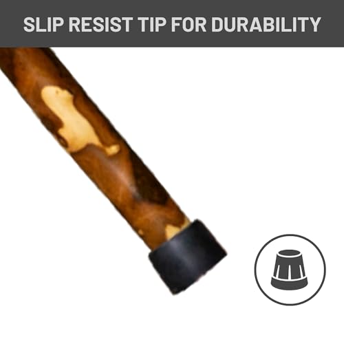 Handmade Wooden Walking Cane for Men Women Seniors with Genuine Leather Wrist Strap for Hiking, Walking and Outdoor Trekking - Made in USA - size: 55" - Large Adult, style: The Woodsmen