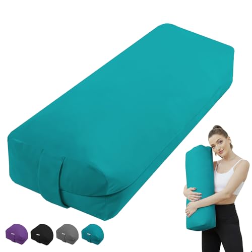 Rectangular Yoga Bolster Pillow, Meditation Pillow for Yin & Restorative Yoga, Filled with Wasted Sponge - color: Green