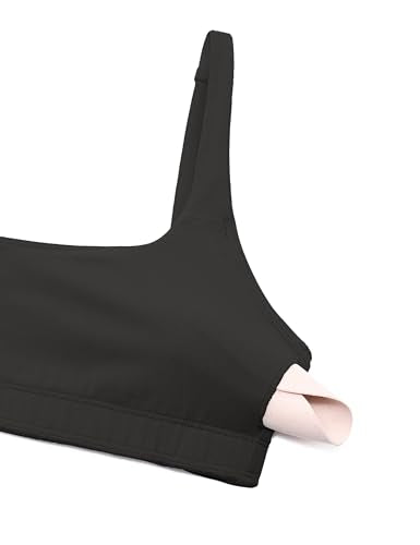 CRZ YOGA Butterluxe Square Neck Sports Bras | Light Support, Removable Pads, Yoga, Extremely Soft, Low Coverage, Adjustable Spaghetti Straps, for Women - color: Black, size: X-Small
