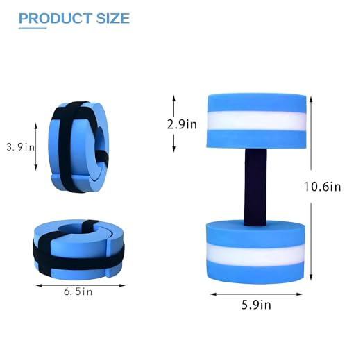 MANO Pool Weights for Water Exercise Sports Aquatic Water Dumbbells with Ankle Weights and Swimming Belt for Aqua Fitness Barbells Foam Hand Bars - Set of 2 - for Water Aerobics - style: dumbbell&ankle