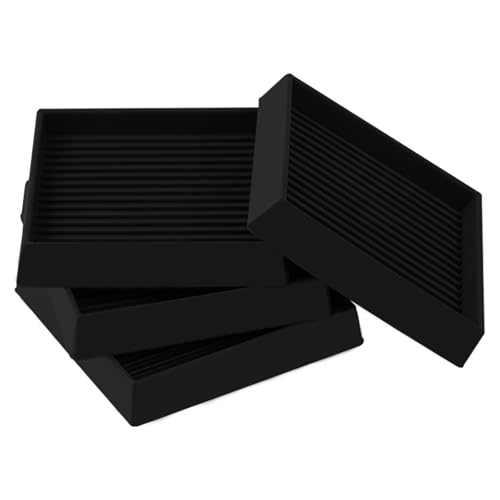 Jayen Non Slip Furniture Caster Cups Coasters Pads for Hardwood Floors, 3x3 | prevent furniture from Sliding, rubber, heavy duty, floor protection, keep furniture in place - size: 4 Pcs Black