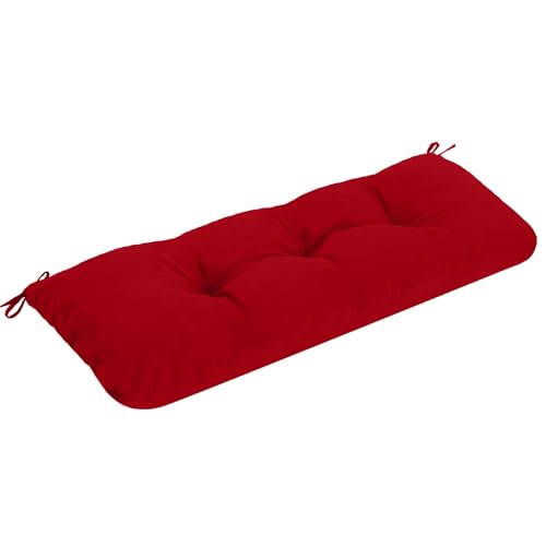 Outdoor Bench Cushion Waterproof, Tufted Bench Seat Cushion | 42 x 15 Inch Patio Wicker Indoor Seat Pads for Outside Garden Patio Balcony - color: A Lipstick Red, size: 42x15 Inch