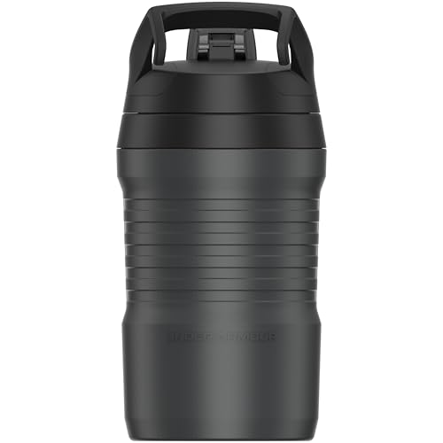 Under Armour 32 oz Insulated Water Bottles - Sports Water Jug with Fence Hook, Leak Resistant for Baseball, Football & More, 32 oz Insulated, Jet Grey/Black - color: Jet Grey/Black, size: 32 Ounces