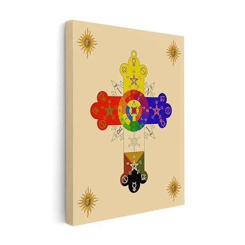 Monem Art Rose Cross Lamen Canvas - Retro Hermetic Order of the Golden Dawn Print - Secret Society Art - Gift for Men & Women - Decor for Living Room or Bedroom - Available in 8x10 to 30x40 - color: Style-05
