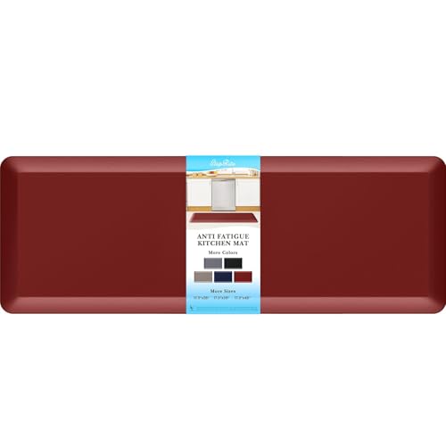 StepRite 4/5 Inch Thick Kitchen Mat Anti Fatigue Mat Kitchen Rugs Kitchen Decor Non-Slip, Stain & Water Resistant, Kitchen Mats Desk Mat for Kitchen, Office, Workshop, Red, 17'' x 47'' - color: Red, size: 48"L x 17"W x 0.8"Th