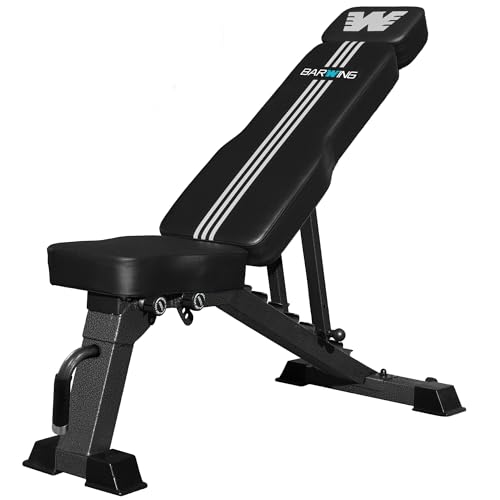 BARWING Adjustable Weight Bench Workout Bench, 1000/1300 LBS Heavy Duty Incline Decline Bench for Home Gym, Easy Assembly Foldable Training Lifting Bench - color: black