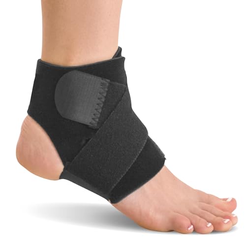 BraceAbility Neoprene Water-Resistant Ankle Brace | Compression Foot Wrap for Swimming, Running, Surfing, Diving, Exercise, Athletic Support & Protection, Sprains, Tendonitis and PTTD Pain (S/M) - size: Small/Medium (Pack of 1)