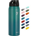 Fanhaw 24 oz Insulated Stainless Steel Water Bottle with Anti-Dust Chug Lid, Leakproof Vacuum Metal Everyday Use Bottle for Kids, Teens & Adults, Back to School Essentials (Green Blue) - color: Green Blue, style: 24 Ounces
