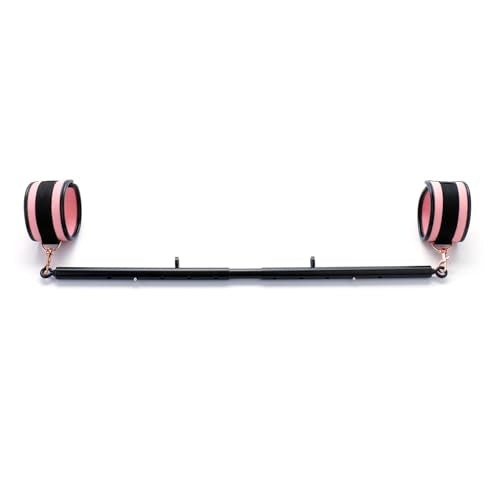 Spreader Bar Heavy Duty Expandable Exercise with 2 pcs Adjustable Strap, Yoga Training Fitness Gear, Workout Bar,Sports Gym Kit - style: Black+Pink PU Kit