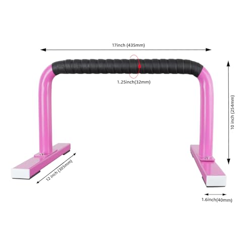 Strength Training Parallettes Push Up Bars, Pushup Handles Calisthenics Equipment for Home Workout, Anti-slip Gymnastics Bars, Handstand & Dip Bar for Outdoor Exercise - color: Pink