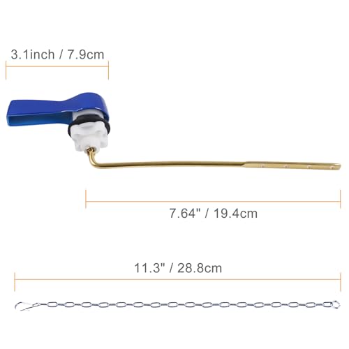Hibbent Universal Metal Front Mount Toilet Handle Replacement Kit, Blue | Toilet Bowl Flush Handle with Solid Brass Toilet Flush Tank Lever, Stainless Steel Flapper Chains for Most Toilet Tanks - color: Blue, style: Upgraded Front Mount