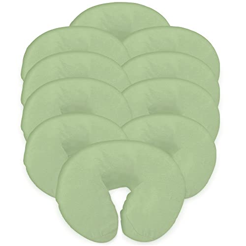 LONDON LINENS Pack of 10, Premium Extra Thick 100% Cotton Flannel Massage Tables Face Cradle Covers Cozies Fitted - Includes 10 pcs (Sage Green) - color: Sage Green, size: 10