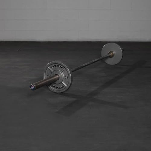 Titan Fitnes Cast Iron Olympic Plates, Classic Weight Plate Design, Hammer Finish - size: 25 LB Pair