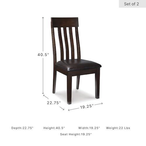 Signature Design by Ashley Haddigan Faux Leather Cushioned Rake Back Dining Chair, 2 Count, Dark Brown | Easy-to-clean faux leather upholstery, Wood frame and wood products and other construction, Supportive rake-back design - color: Dark Brown, style: 0