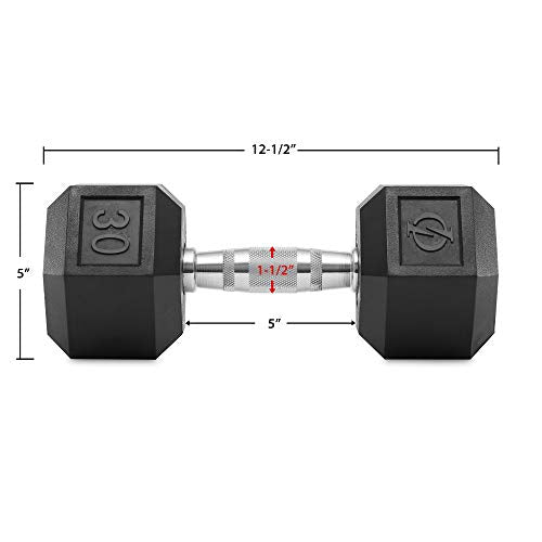 Philosophy Gym Rubber Coated Hex Dumbbell Hand Weights - style: 30 lb - Single