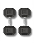 Hex Dumbbells Set of 2 Rubber Encased Cast Iron Weights Textured Carbon | Steel, Durable, Home, Versatile
