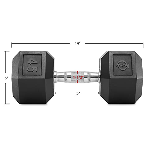 Philosophy Gym Rubber Coated Hex Dumbbell Hand Weights - style: 45 lb - Single