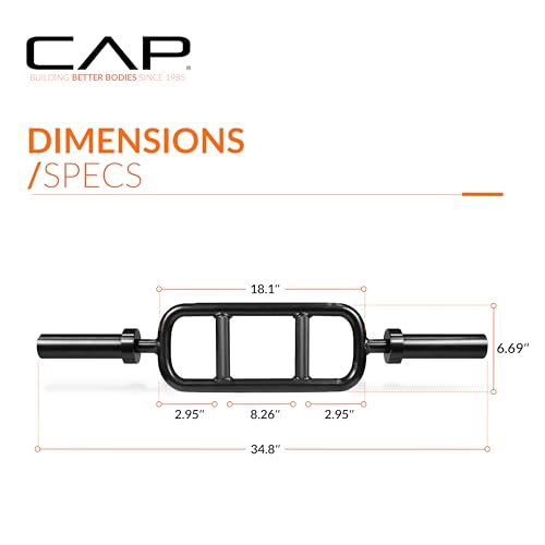 CAP 2-Inch Olympic Triceps Bar, Black, 200lb Capacity | Neutral-grip triceps bar, Olympic plate loading, Triceps extensions, Hammer curls and upper-body training