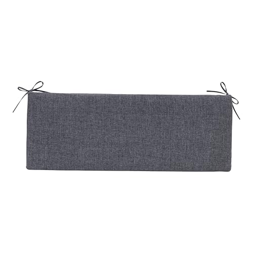 QILLOWAY Indoor/Outdoor Bench Cushion, Thick Upholstery Foam Couch Swing Pads with Ties,48-Inches,Charcoal Grey/Black. - color: Charcoal Grey/Black