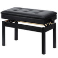 Adjustable Double/Duet Piano Bench,Solid Wood Piano Chair,Waterproof Piano Seat with Storage for Music Books & Leather Cushion,Heavy Duty Piano Stool for Keyboard Piano