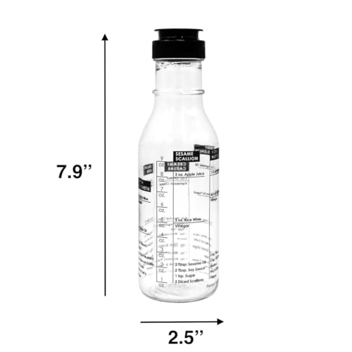 Salad Dressing Shaker & Mixer Bottle with Built-In Recipes 12oz / 350ml