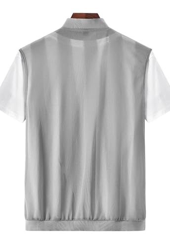Flygo Men's Summer Casual Lightweight Breathable Mesh Cycling Travel Zip Vest - color: 02 White, size: Small