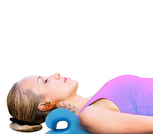 Rehabilitation Advantage Neck Shoulder Relaxer Cervical Spine Stretcher | Ergonomic Alignment Pillow Supports Posture, Muscle Tension Relief, And Relaxation With Compact Blue Design