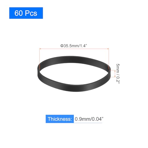 uxcell 60Pcs Silicone Rubber Bands, 5mm x 35.5mm Rubber Bands Rings Cable Ties Strong Elastic Bands Non-Slip for Cord Wrapping Bag Wraps, Black - color: Black, size: 5 x 35.5mm