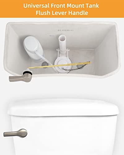 Hibbent Universal Metal Front Mount Toilet Handle Replacement Kit | Brushed Nickel Solid Brass Toilet Flush Tank Lever, Stainless Steel Flapper Chains for Most Toilet Tanks - color: Brushed Nickel, style: Upgraded Front Mount