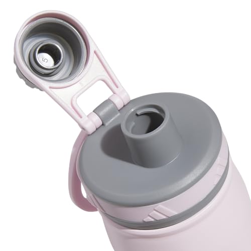 adidas Stainless Steel Metal Water Bottle 20 oz (600 mL) Screw Cap - color: Clear Pink/Grey/Pink Fusion