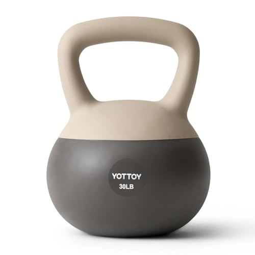 YOTTOY Soft Kettlebell, Set for Strength Training Kettlebells & Home Workouts, Soft-Sided Cushioned Base, Wide-Handle - Ideal for Men, Women, & Beginners - color: 30LB-White