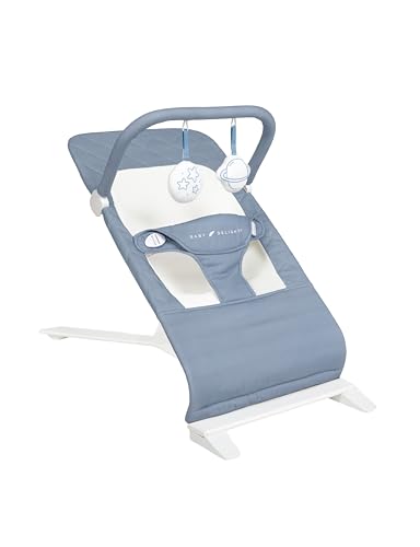 Baby Delight Alpine Deluxe Portable Baby Bouncer | Infant | 0-6 Months | 100% GOTS Certified Organic Cotton Fabric | Organic Dusty Blue - color: Organic Dusty Blue