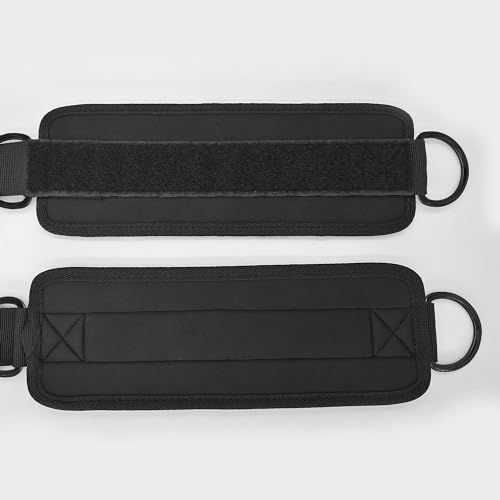 Fitness Ankle Straps for Cable Machines, 2 Pack Comfortable Adjustable Padded Ankle Wrist Cuffs, Kickback Glute Workouts for Men Women, D-Ring Leg Straps with Neoprene Padding - color: pair-black