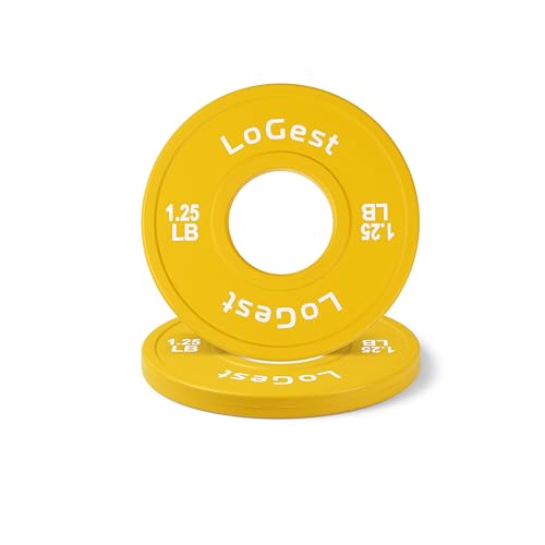 Logest Change Weight Plates 0.50LB 1.25LB 2.5LB 5LB Set Weight Plates for Olympic Bars Perfect for Strength Training Weight Plates Exercise Balance Increase Fractional Plate Olympic Bumper Plates - color: Yellow - 1.25 LB Pair