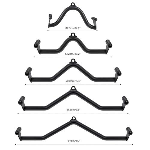 5 Pcs V-bar Pulley Cable Machine Attachments:Home Gym Fitness Rowing T-bar Handle Grips LAT Pull Down Bar Press DownTraining,Bicep Curl Tricep LAT pulldown Bar Back Strength Training
