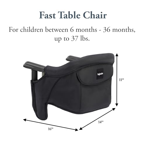 Inglesina Fast Table Chair, Black - Portable Baby High Chair - for Babies & Toddlers up to 37 lbs - Collapsible Design - Fits Tables 0.8'' to 3.5'' Thick - Compact & Easy to Use - Travel Bag Included - color: Black, style: Chair