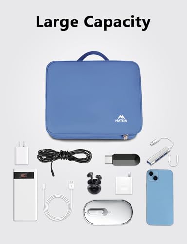 MATEIN Electronics Organizer, Cable Organizer Bag Electronic Accessories Case with Handle for Cable, Cord, Tablet, Charger, Phone, Double Layers Tech Case Travel Gifts for Men and Women, Blue - color: Blue, size: Medium