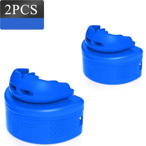 2Pcs Sport Mouth Guard Youth Adult, Mouthguard for Braces, Wrestling Mouthguards for Braces, No Boil Mouth Guard, Helmet Strap, Soft, Football Hockey Boxing,Taekwondo, Jujitsu Rugby - color: Blue